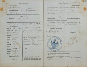 Munkások kézikönyve, amelyet Mairie of Dampmart adott ki Felix Augernek (sz. 1850), 1864 alkotó: French School
