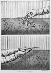 Bársony Aubusson kárpitokon dolgozik alkotó: French School