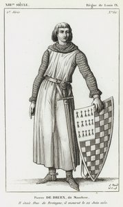 XIII. század, Louix IX uralkodása, Pierre de Druex, dit Mauclere, Bretagne hercege volt; 1250. június 22-én halt meg (metszet) alkotó: French School