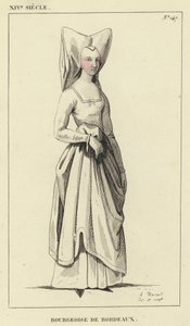 XIV. század, Bourgeoise of Bordeaux (színes metszet) alkotó: French School