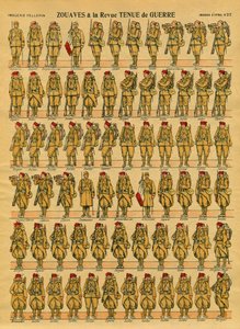 Zouaves, egy francia armee gyalogsági egység, amelyet 1830-ban Clauzel tábornok hozott létre Algéria meghódítására. Epinális képalkotás alkotó: French School