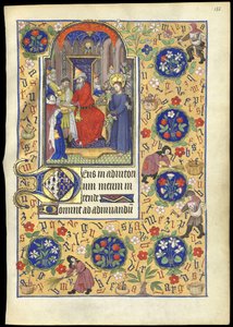 f.135r Miniatűr, amint Pilátus mossa kezét Jézus sorsáról, a Marguerite d