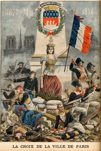 fluctuat nec mergitur – Párizs városának keresztjét bemutatják Párizs címerében, illusztráció a „Le Petit Journal” című angol újságból május 5. alkotó: French School