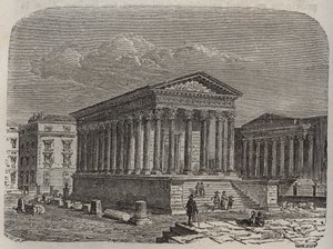 Carree de Nimes borítója - Franciaország, Languedoc-Roussillon, Gard - metszet Victor Duruy (1811-1894) "" Histoire de France" című könyvébe - 1882 alkotó: French School