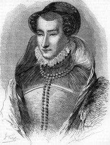 III. Joan Albret (1528 1572), IV. Henrik király anyja és Antoine de Bourbon (1528-1572) felesége portréja. In "" Histoire Populaire de la France"", sd. 1885 körül. Metszet. alkotó: French School