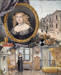 Marie de Rabutin-Chantal (Rabutin Chantal), Madame de Sevigne márkiné (1626-1696) és rezidenciájának, a Hotel Carnavaletnek portréja. alkotó: French School