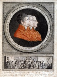 a három konzul, Napóleon Bonaparte (1769-1821), Jean Jacques Regis (Jean-Jacques-Regis) de Cambaceres (1753-1824) és Charles Francois Lebrun (1739-1824) portréja” alkotó: French School