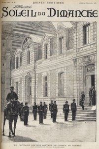 a Dreyfus-ügy – Alfred Dreyfus kapitány kilép a haditanácsból – Dreyfus-ügy – Proces de Rennes – Alfred Dreyfus kilép a haditanácsból (1899) – „Le soleil du diamanche” 1899. alkotó: French School