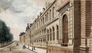kilátás nyílik a párizsi Louvre-palotára. alkotó: French School
