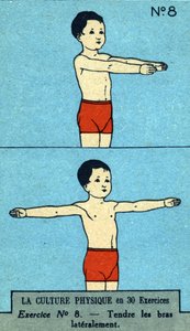 edzés, fitnesz, testgyakorlatok, jó egészség, egészséges (kromolitográfia) 20. század eleje alkotó: French School