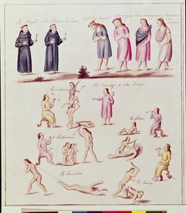 Indiánok a spanyol szerzetesek általi megtérítés útján alkotó: Friar Pablo (after) Beaumont