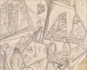Frida és kortársai, 1925 körül (ceruza, papír) alkotó: Frida Kahlo