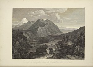 A Quindiu átjárója az Andok Kordilleráiban, Koch rajza, illusztrációja Alexander von Humboldt és Aime Bonpland „Kordillerák és Amerika őslakosainak emlékművei” című művéből