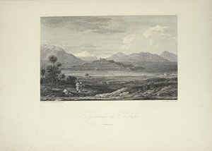 Cholula piramisa, Gmelin rajza, illusztrációja Alexander von Humboldt és Aime Bonpland „Kordillerák és Amerika őslakosainak emlékművei” című könyvéből