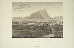 Jorullo vulkánja, Gmelin rajza, illusztrációja Alexander von Humboldt és Aime Bonpland „Kordillerák és Amerika őslakosainak emlékművei” című könyvéből