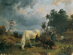 Szürke ló a fenyőn alkotó: Friedrich August Mathias Gauermann