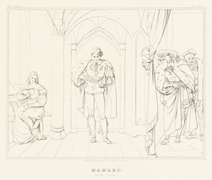Hamlet, III. felvonás, 1. jelenet (metszet) alkotó: Friedrich August Moritz Retzsch