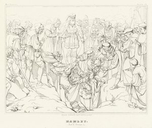 Hamlet, V. felvonás, 1. jelenet (metszet) alkotó: Friedrich August Moritz Retzsch