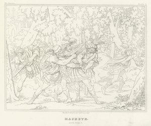 Macbeth, III. felvonás, 3. jelenet (metszet) alkotó: Friedrich August Moritz Retzsch