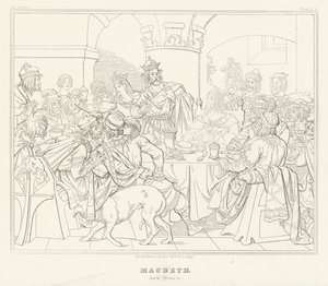 Macbeth, III. felvonás, 4. jelenet (metszet) alkotó: Friedrich August Moritz Retzsch