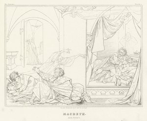 Macbeth, II. felvonás, 1. jelenet (metszet) alkotó: Friedrich August Moritz Retzsch