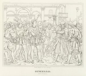 Othello, I. felvonás, 2. jelenet (metszet) alkotó: Friedrich August Moritz Retzsch