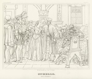 Othello, I. felvonás, 3. jelenet (metszet) alkotó: Friedrich August Moritz Retzsch