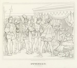 Othello, V. felvonás, 2. jelenet (metszet) alkotó: Friedrich August Moritz Retzsch