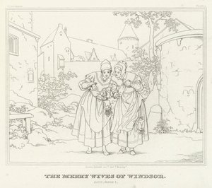 The Merry Wives of Windsor, II. felvonás, 1. jelenet (metszet) alkotó: Friedrich August Moritz Retzsch