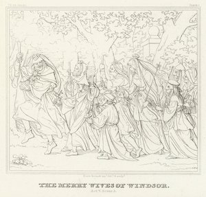 The Merry Wives of Windsor, V. felvonás, 3. jelenet (metszet) alkotó: Friedrich August Moritz Retzsch