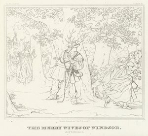 The Merry Wives of Windsor, V. felvonás, 4. jelenet (metszet) alkotó: Friedrich August Moritz Retzsch