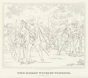 The Merry Wives of Windsor, V. felvonás, 4. jelenet (metszet) alkotó: Friedrich August Moritz Retzsch