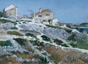 Halászházak Lussinon alkotó: Friedrich Beck