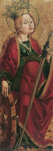 Szent Katalin (belül) és Szent István? (kívül) alkotó: Friedrich Pacher (Umkreis)