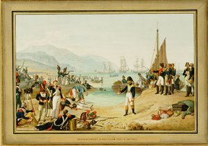 I. Napóleon leszáll Antibes közelében, Franciaország ... (akvarell)