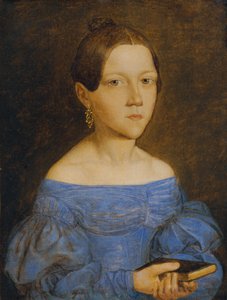 Egy fiatal lány mellszobra kék ruhában alkotó: Friedrich Wasmann