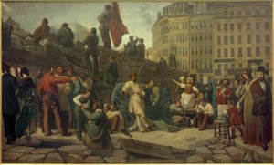 1848. februári forradalom, párizsi barikádok / Gem. Martersteig alkotó: Friedrich Wilhelm Martersteig