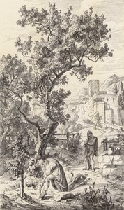 Odüsszeusz meglátogatja apját, Laertest (metszet) alkotó: Friedrich the Elder Preller