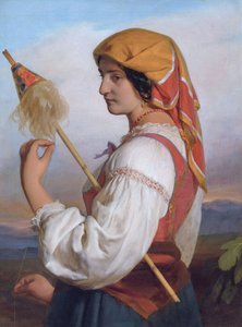 Német: Olasz nő (Chiaruccia) pálcikával alkotó: Friedrich von Amerling