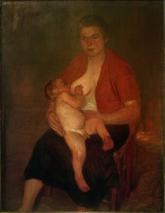 Anya a gyermekével a mellén