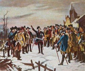 Nagy Frigyes beszéde tábornokaihoz a leutheni csata előtti este, 1757. december 5. (nagyított színes litográfia) alkotó: Fritz Roeber