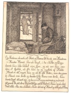 És az anya lenézett az ölébe, és a könnyek végigcsordultak az arcán... alkotó: Fritz Syberg