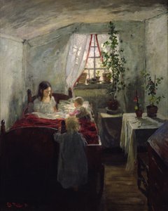 Belső gyerekekkel alkotó: Fritz Thaulow