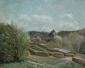Tájkép az oslói kórházzal, 1880 körül (festmény)