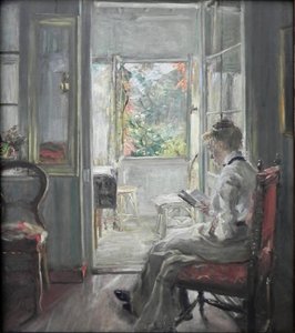 Olvasó lány / A veranda ajtajában alkotó: Fritz von Uhde