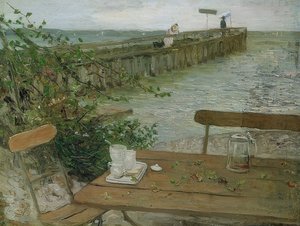 Leszálló móló a Starnberg-tavon. 1896 körül alkotó: Fritz von Uhde