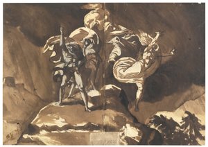 A Macbeth és Banquo felett lebegő boszorkányok alkotó: Füssli