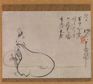 Hotei a Holdra mutat, 1650. alkotó: Fugai Ekun