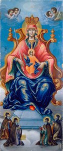 Pecherskaya isten anyja. Fjodor Nikonovszkij festménye (aktív 18. század vége), tempera fára alkotó: Fyodor Nikonovsky