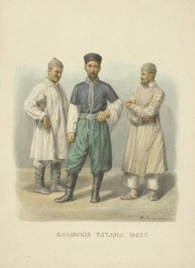 Kazáni tatárok, illusztráció az Orosz Állam ruházata sorozatból, 1869